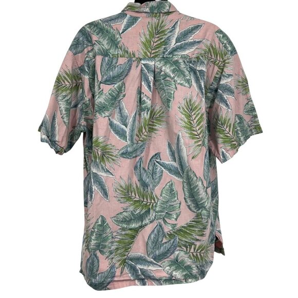Cooke Street Men Hawaiian Shirt Large L Pink Aloha Hawaiian Tropical Leaf EUC - Picture 4 of 7